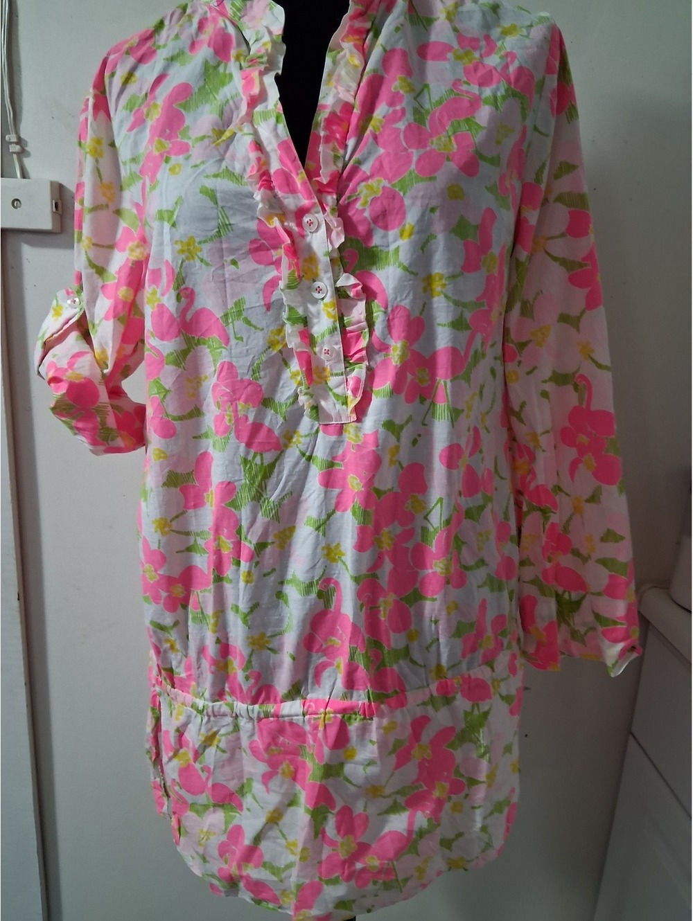 Lilly Pulitzer Women's Floral Button-Up Tunic Shirt Size‎ 12